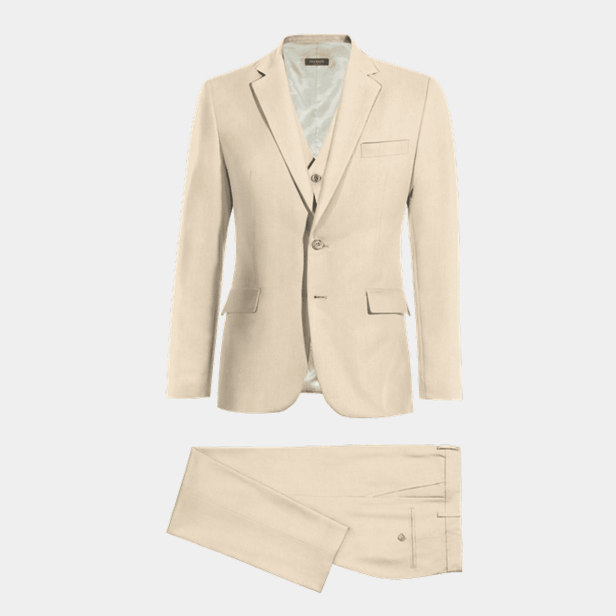 Cream wrinkle-free year-round Vested Suit