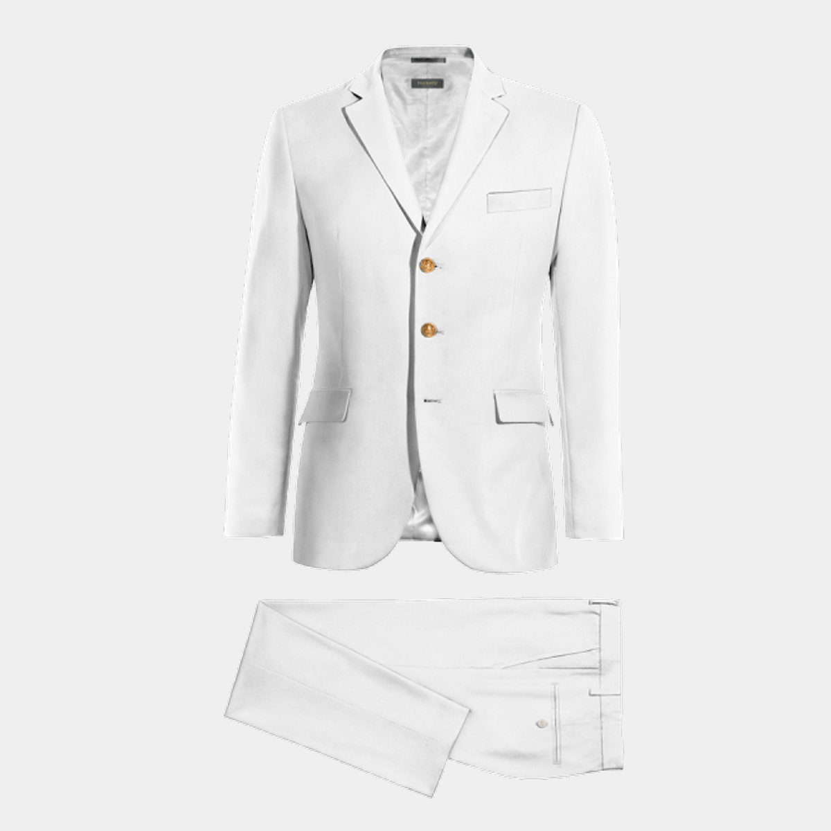 All White linen 3 Buttons 3 piece Suit