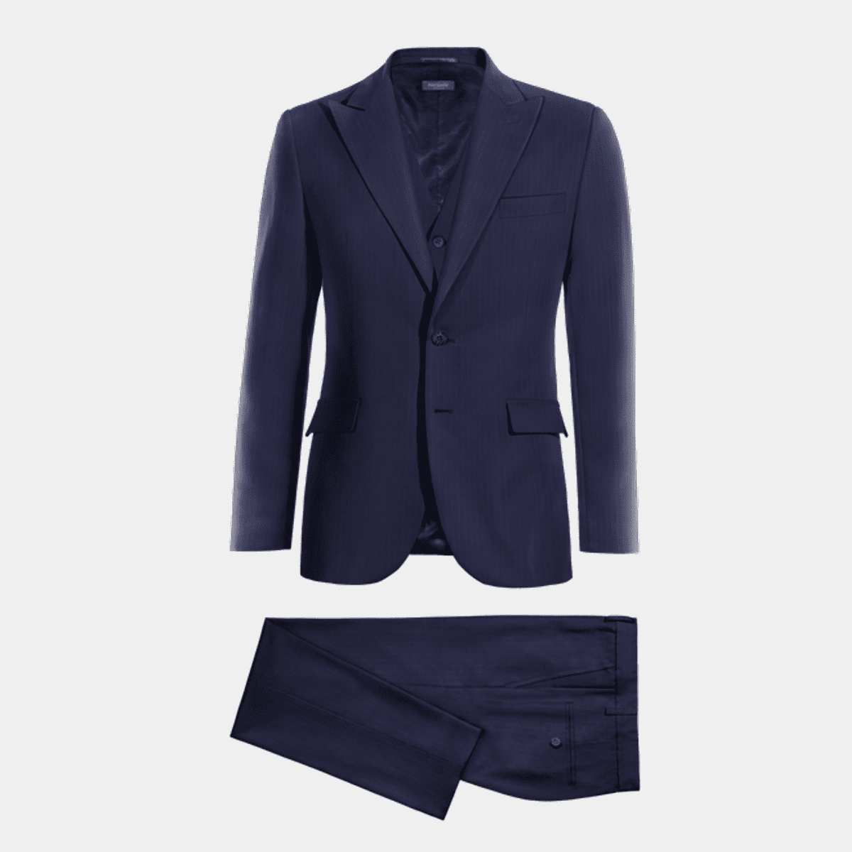 Navy Blue Tone on Tone Vested - Navy Stripe Vested 3 Piece Suit - Pleated Pants A main image 0