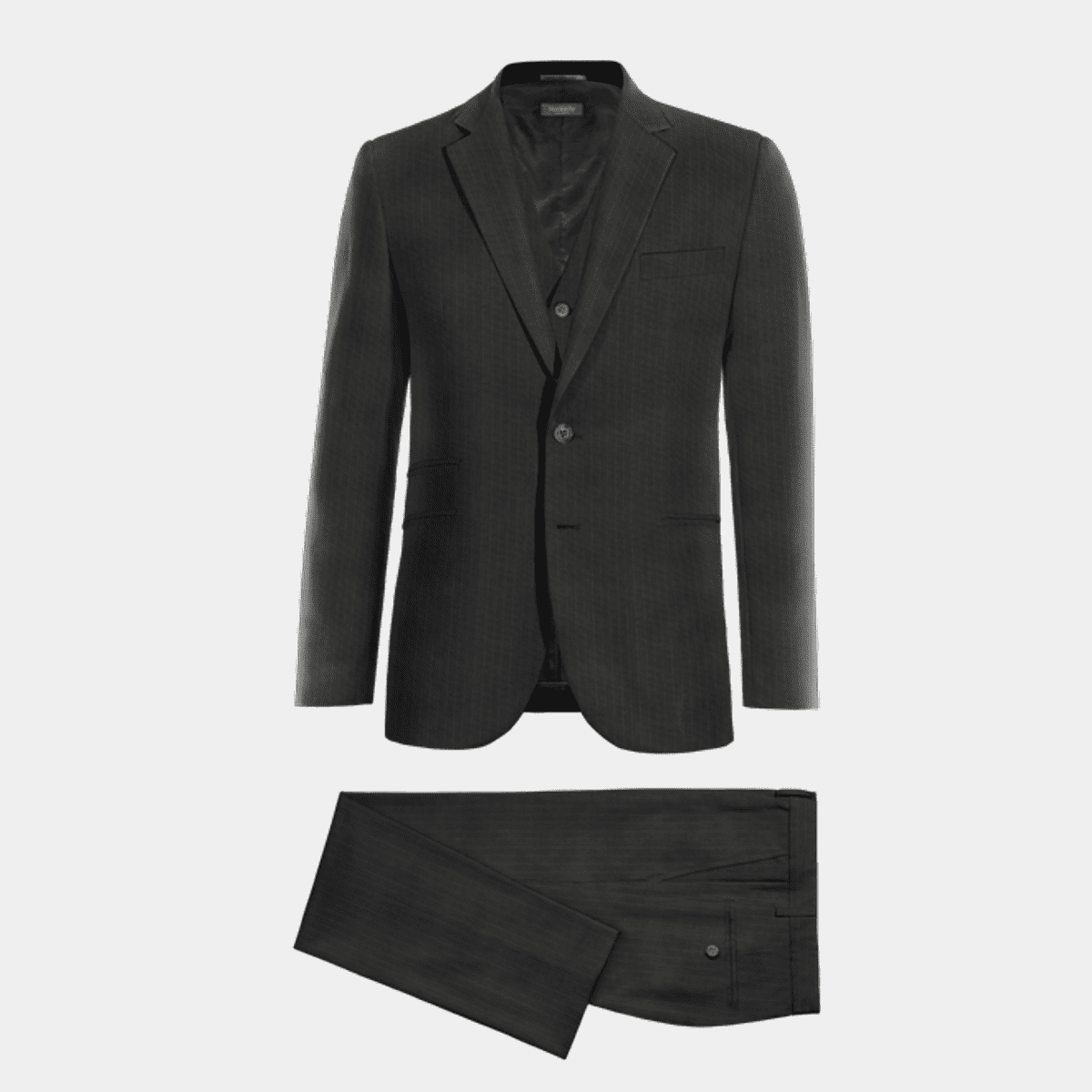 Loro Piana dark gray pinstripe unlined stretch Merino Wool Vested Suit