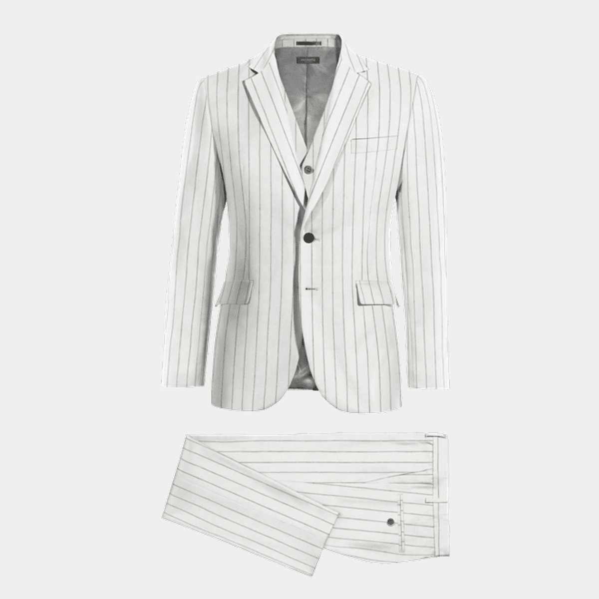 Costume 3 Pièces En Lin Pour Homme - Revers Cranté, Coupe Ajustée, Mariage Et Affaires