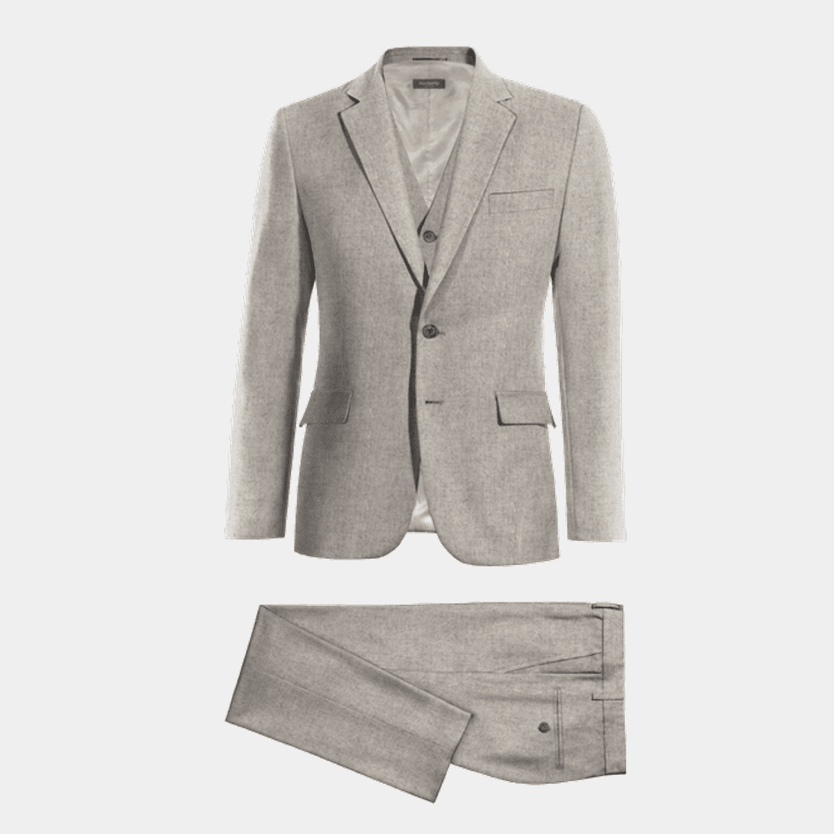 Light grey slim fit Vested Suit