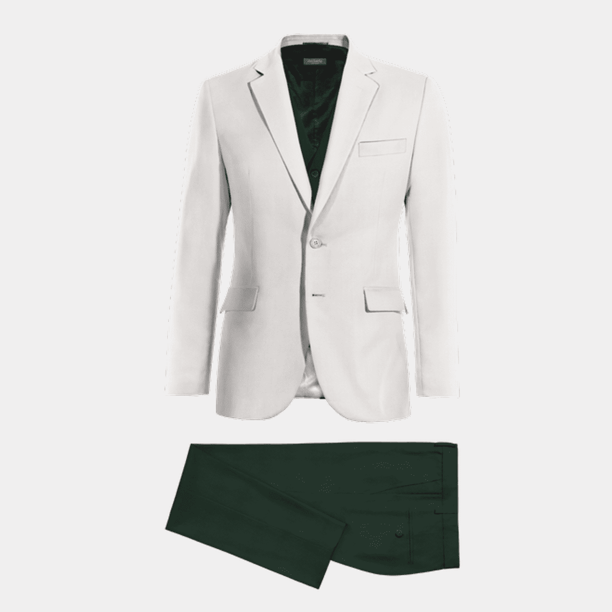 Ivory stretch Suit with green Trousers & green vest