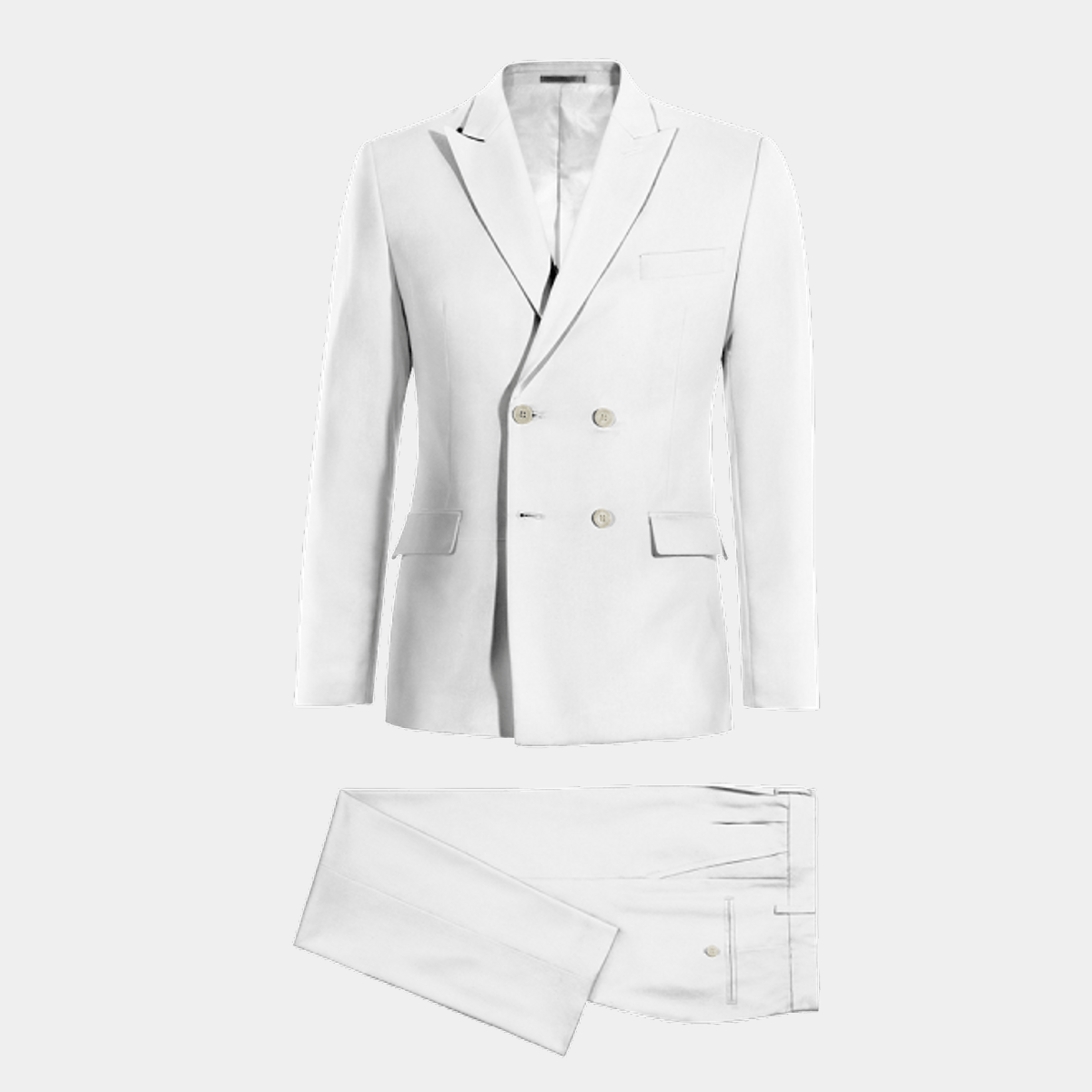 White Cotton and Linen Two-piece Suit