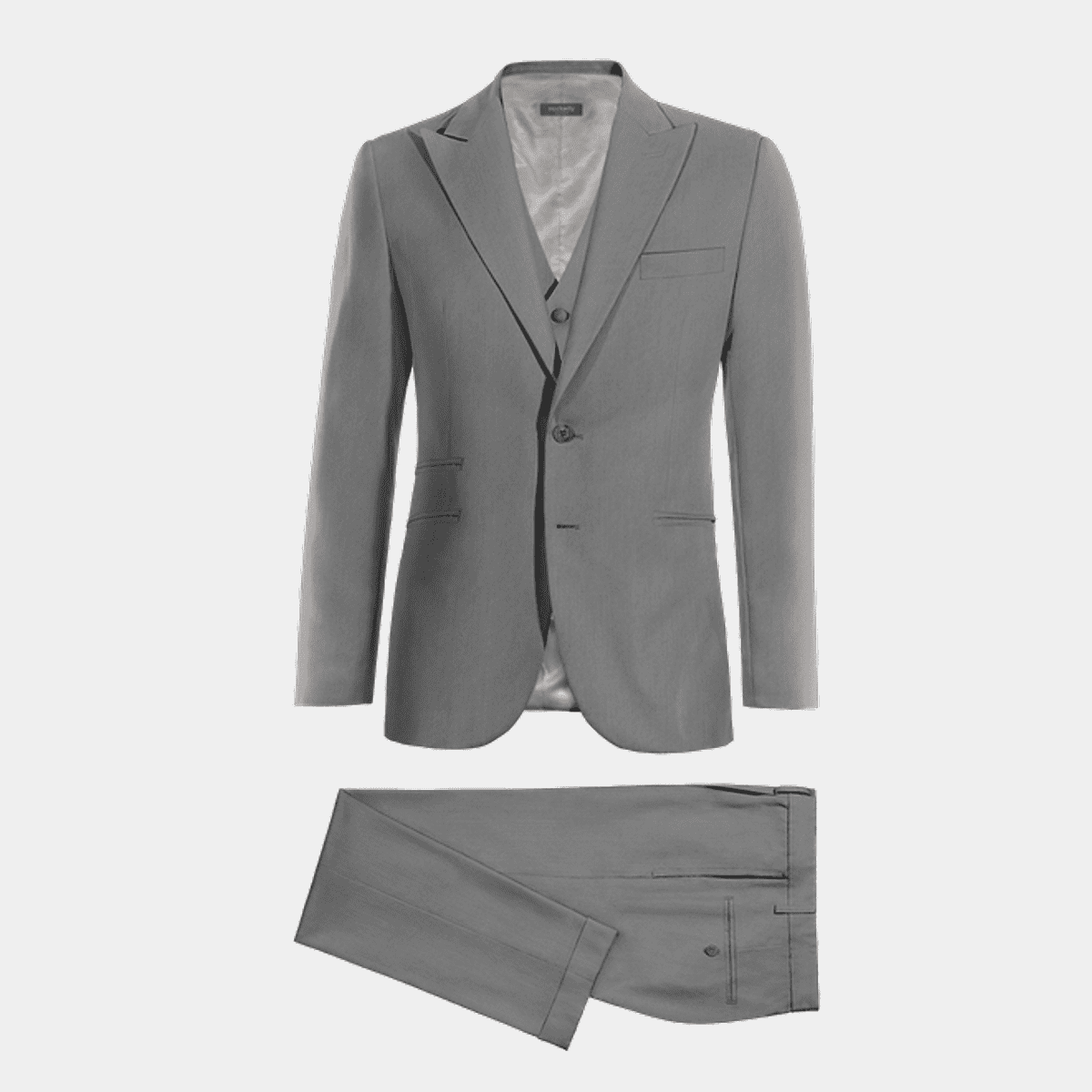 Men's Superior 150s Extra Fine Gray 3 pcs Vested Suits with Peak Lapel main image 0