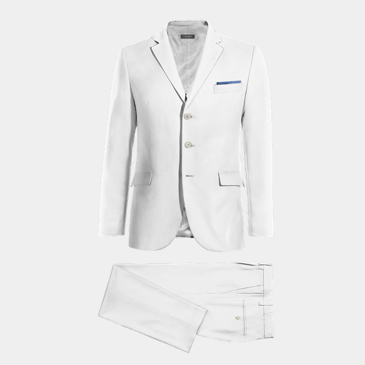 All white linen 3-buttons 3 piece Suit