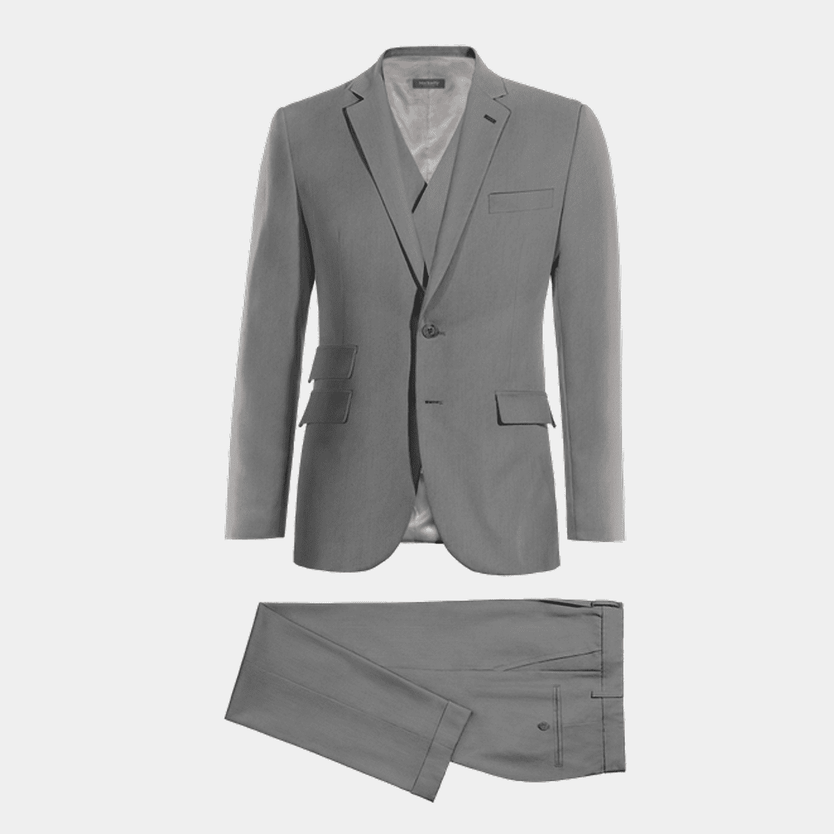 Gray Wool Blends 3-piece Suit with customized threads and double ...