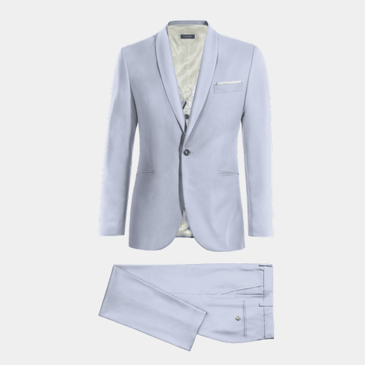 Sky blue Suit with gray floral jacquard vest