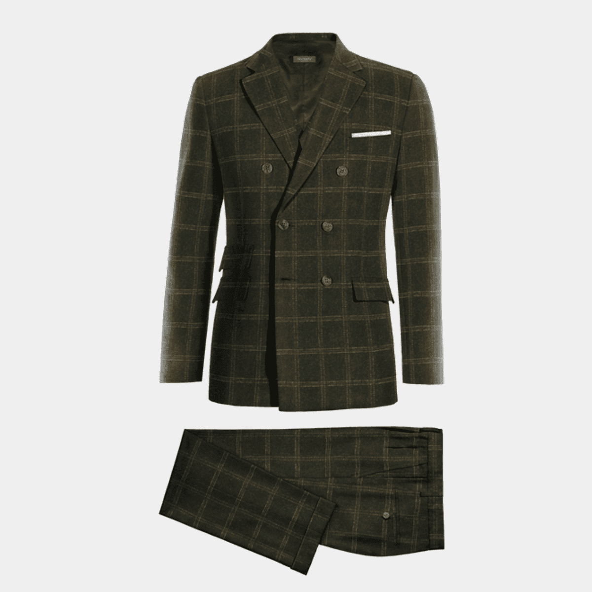 Boys 3-Piece Wool Tweed Windowpane Check Suit - Joshua - Forest Green main image 0