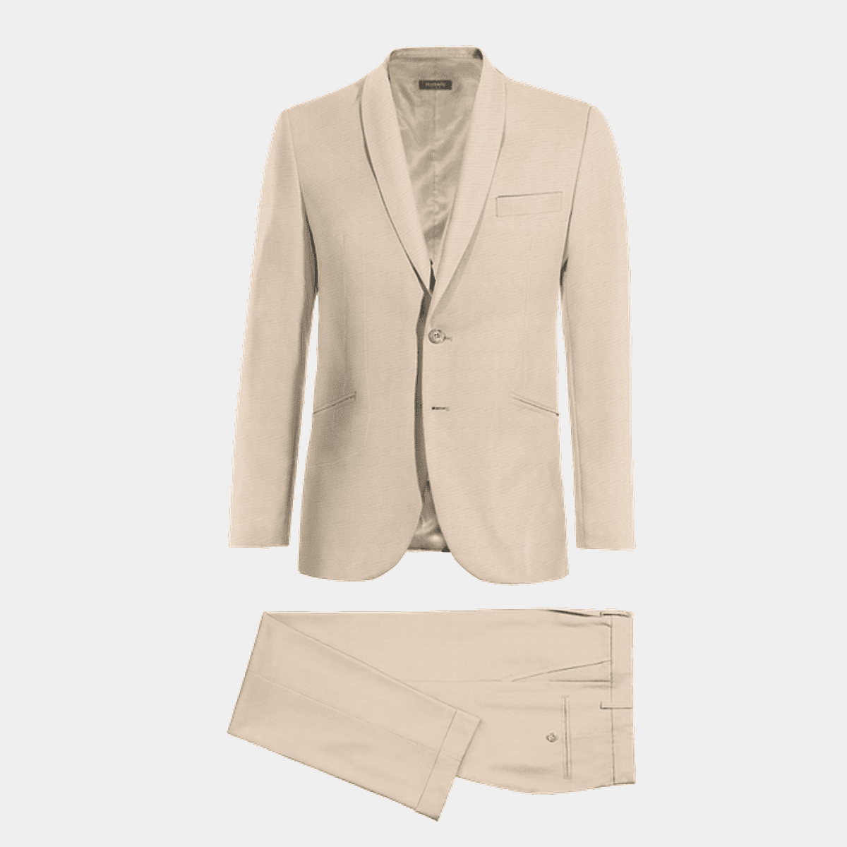 Costume trois pièces beige en Laine avec col châle 299€ Hockerty