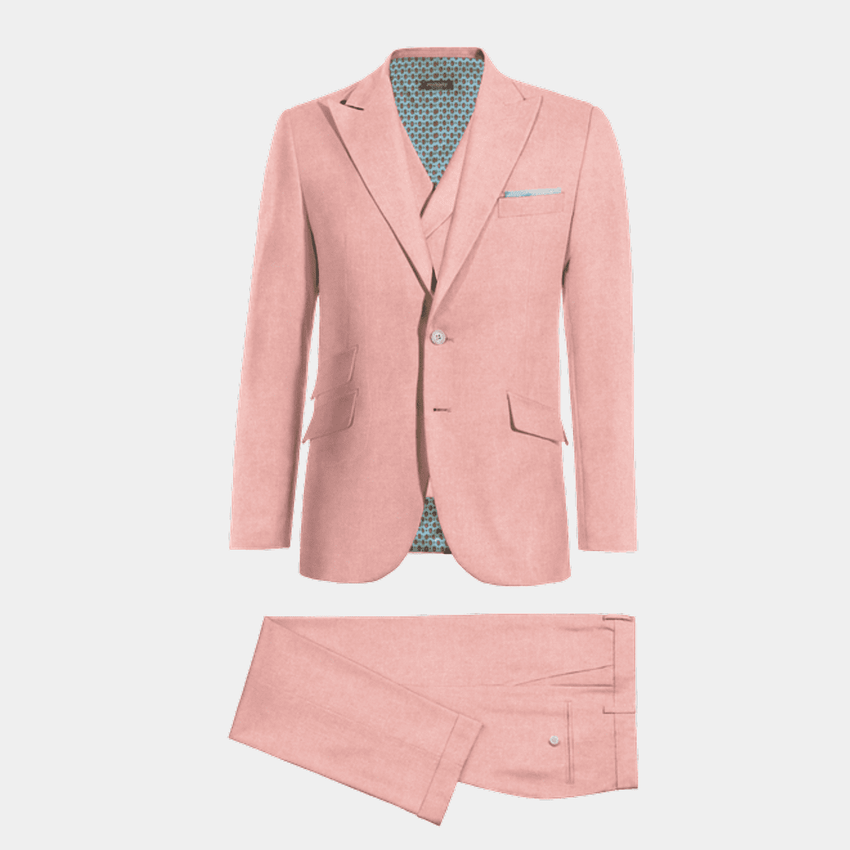 Light Pink Herringbone Tweed 3 Piece Suit