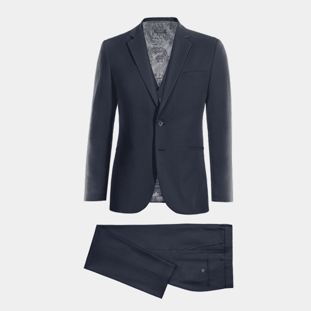 Navy blue super 100s slim fit Vested Suit