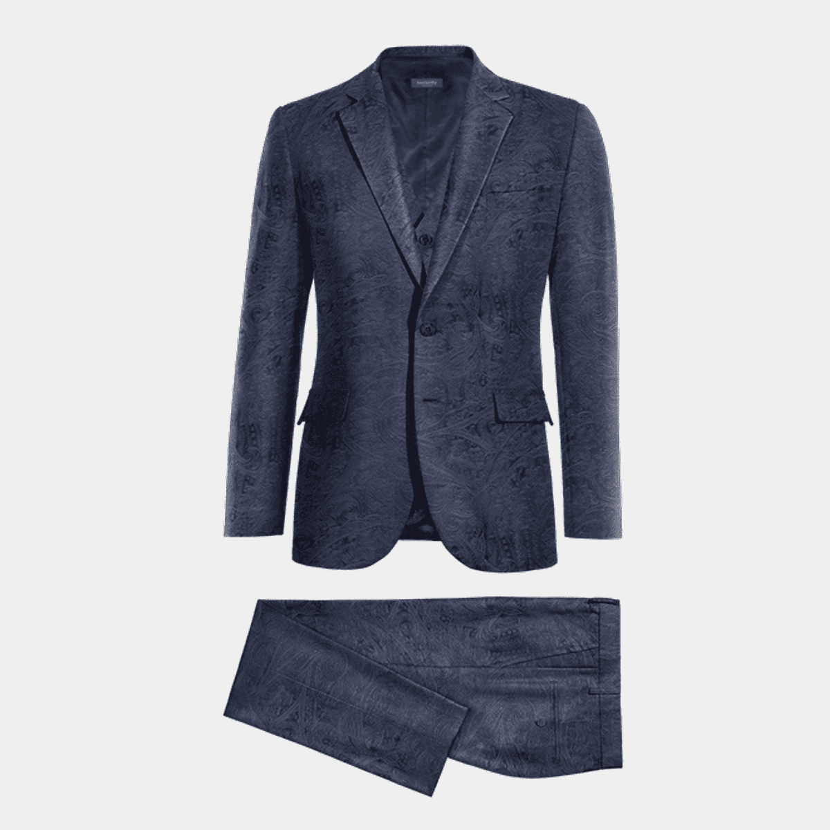 Blue paisley Velvet 3 piece Suit | Hockerty