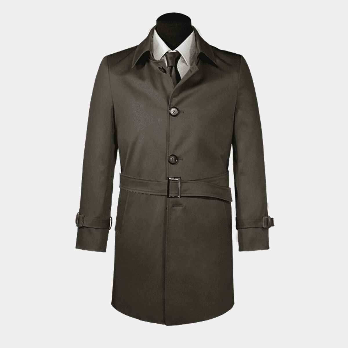 Manteau trench long cintré pour femme avec taille élastique