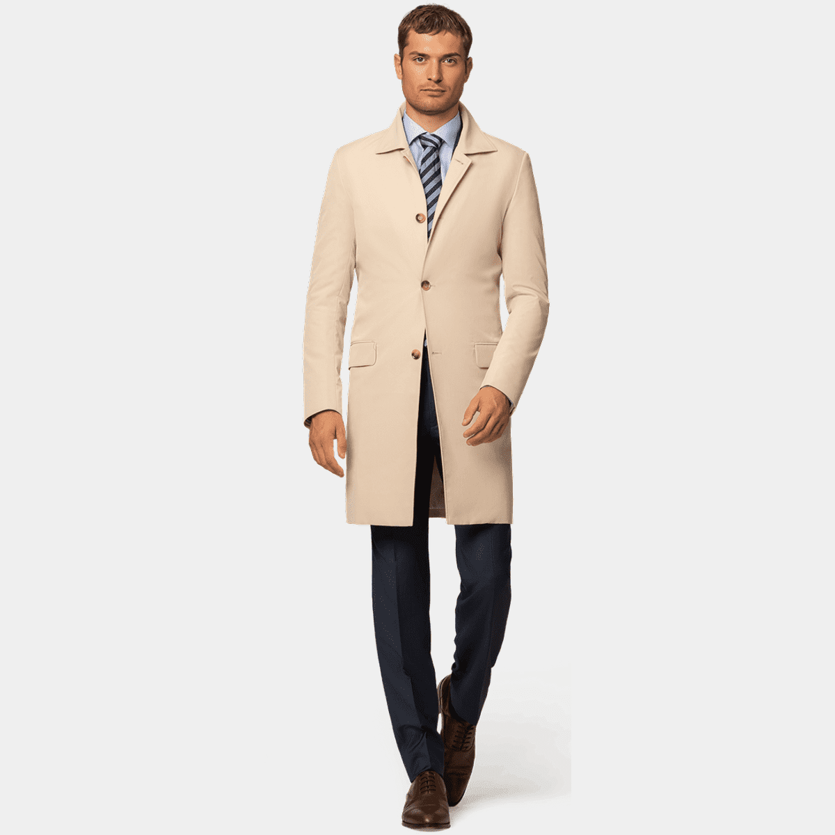 Trench long beige pour homme