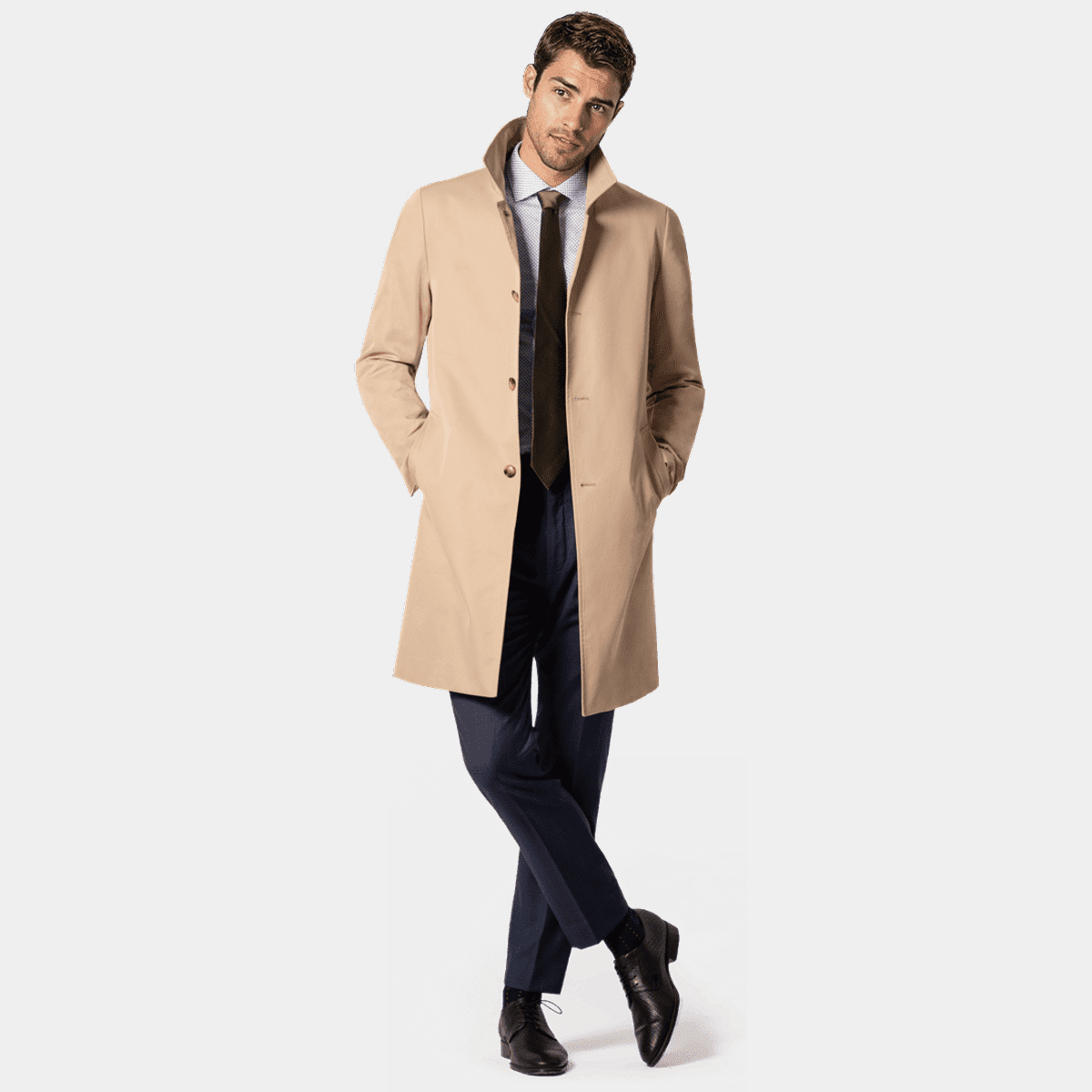 Beige single breasted car coat