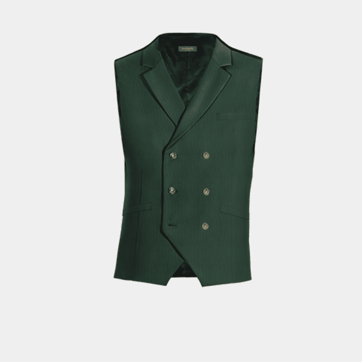 Gilet homme croisé en Laine Vert à revers avec boutons métalliques