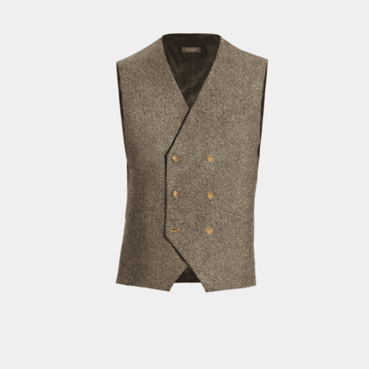 Green Tweed Check Wool Double Breasted 8 Button Waistcoat main image 0