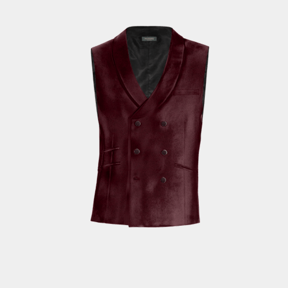 Red & Black Tweed Lapel Collar Vest With Bows Applique  On Front
