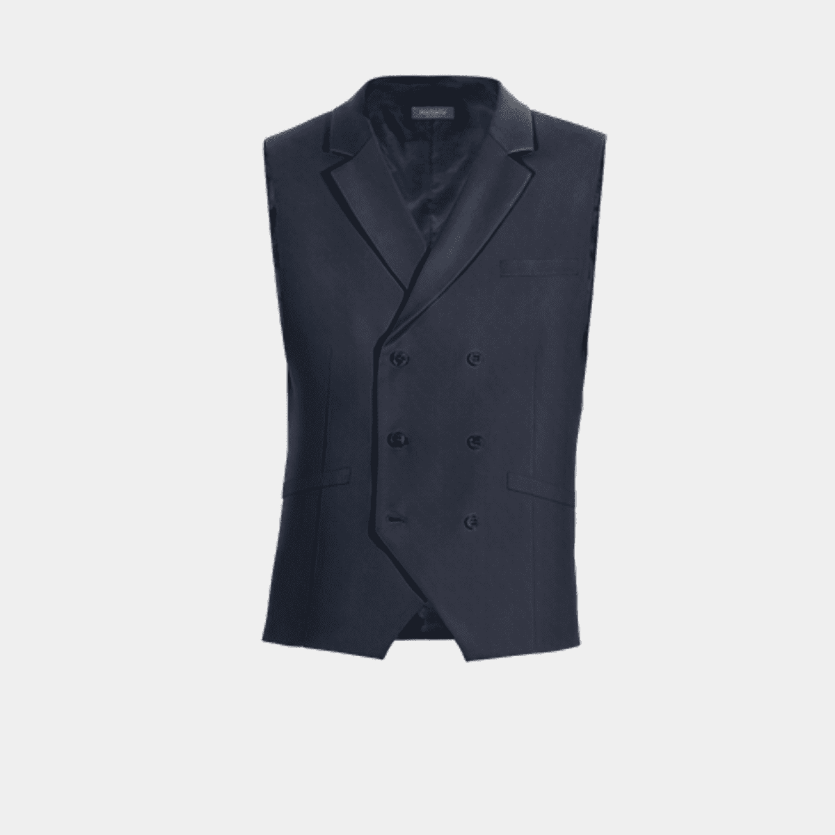 Navy Super 120's Wool Single Breasted 6 Button Ticket Pocket Waistcoat main image 0