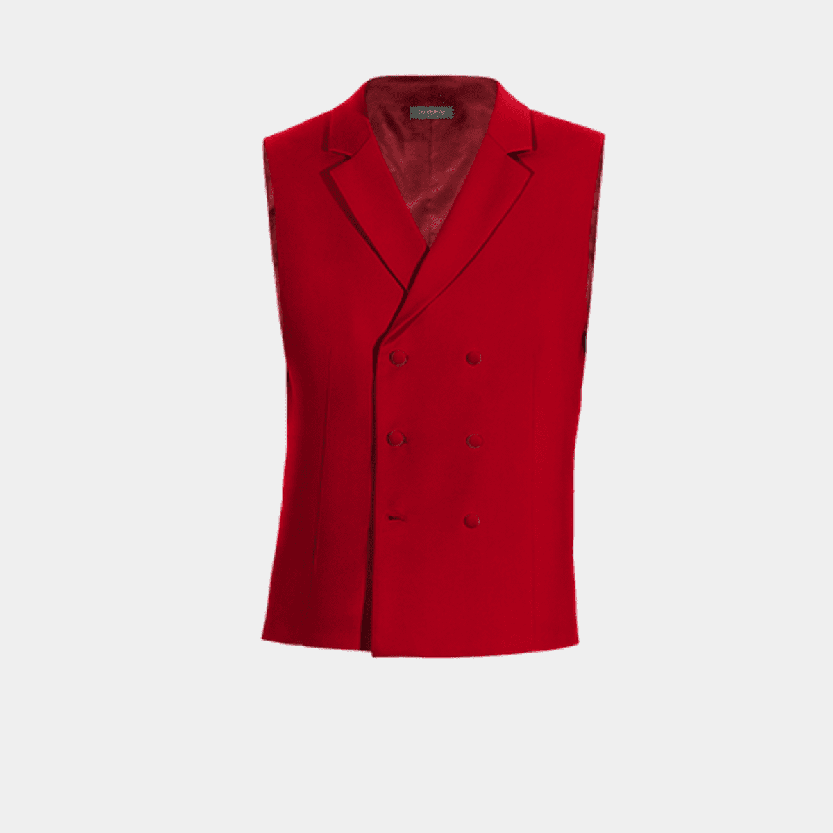 Burgundy Vincent Wool Single Breasted 6 Button Notch Lapel Waistcoat