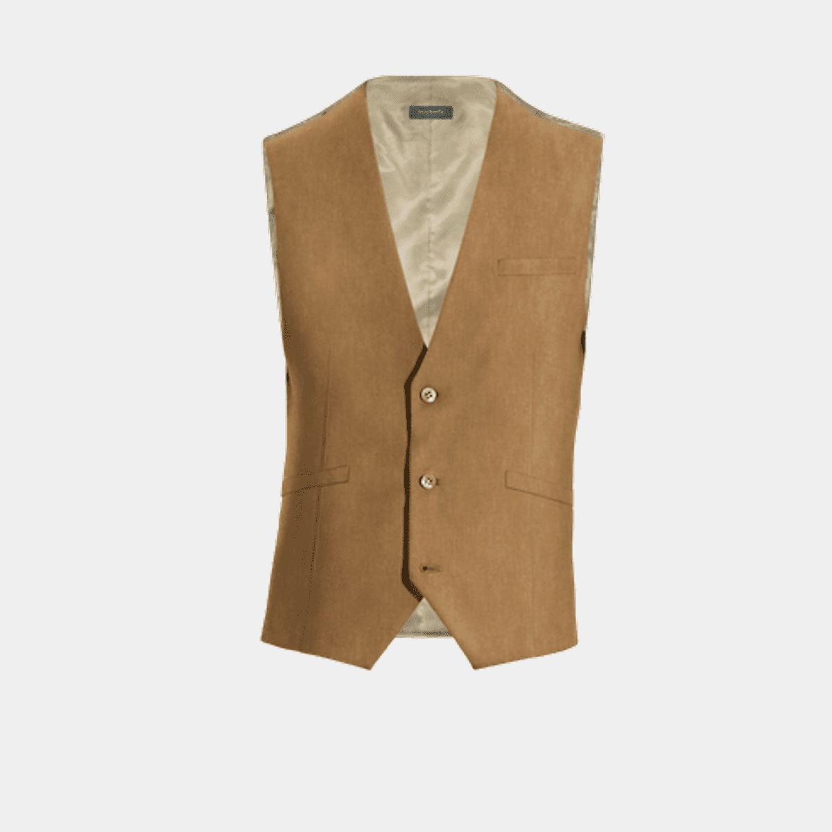 Camel herringbone Linen Waistcoat