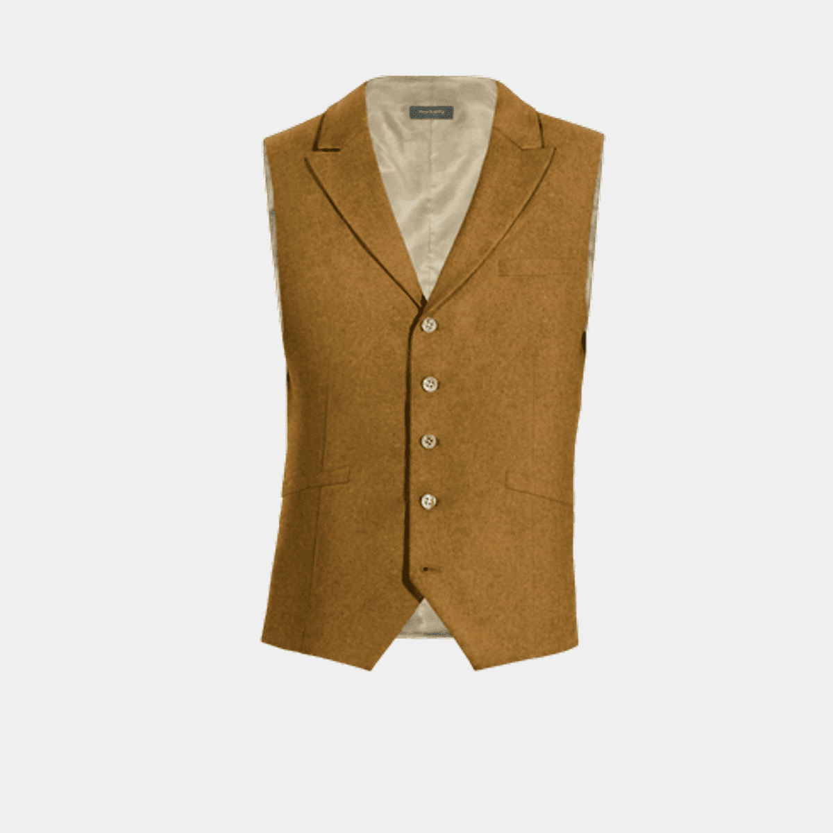 Mustard herringbone tweed peak lapel Waistcoat | Hockerty