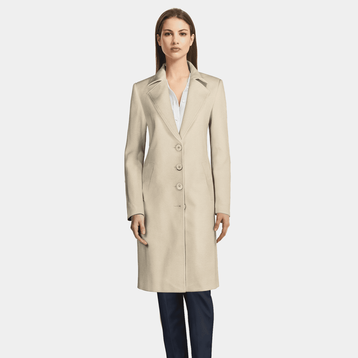 Bridgerton Pastel Cream Silk Overcoat Maxi - ALMX04 main image 0