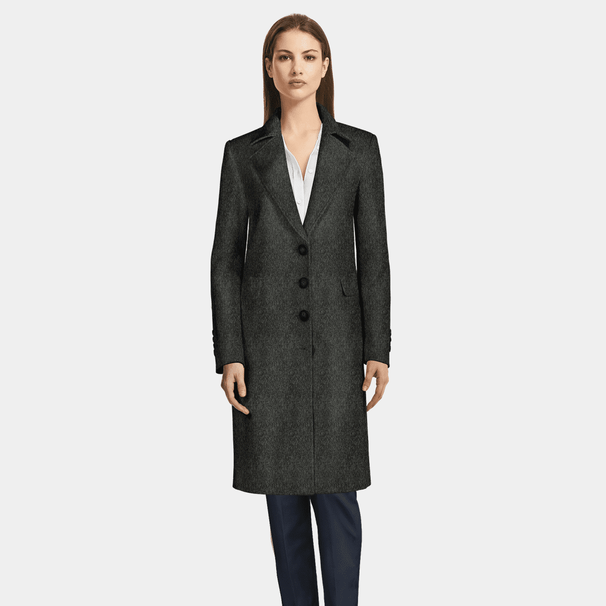 LONG COAT WITH FRONT SEAM GREY