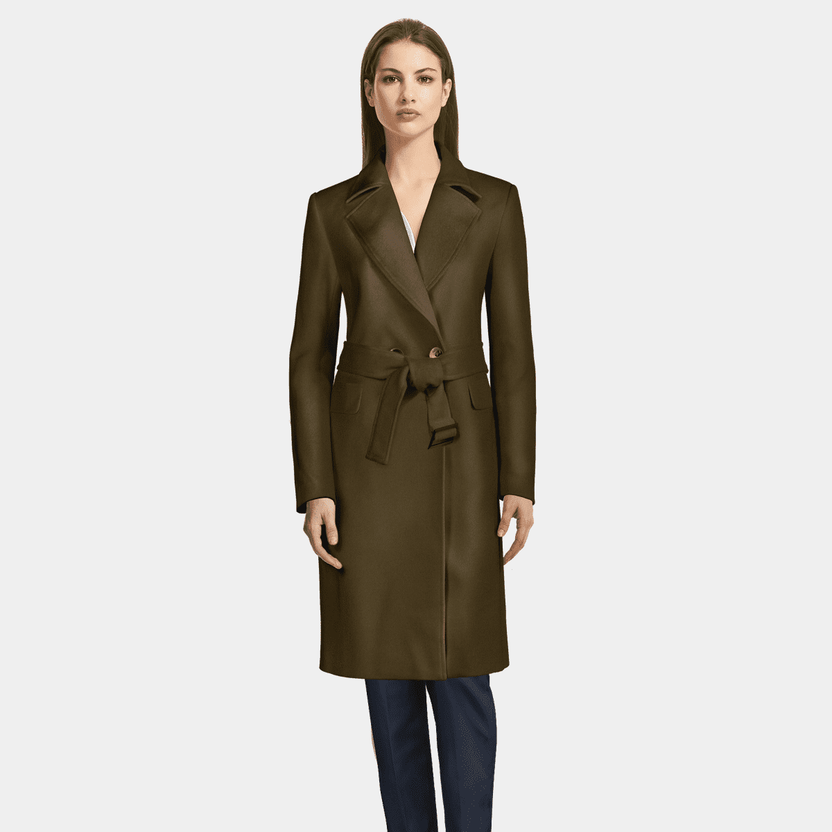 Army green sheer trench coat maxi >>> m