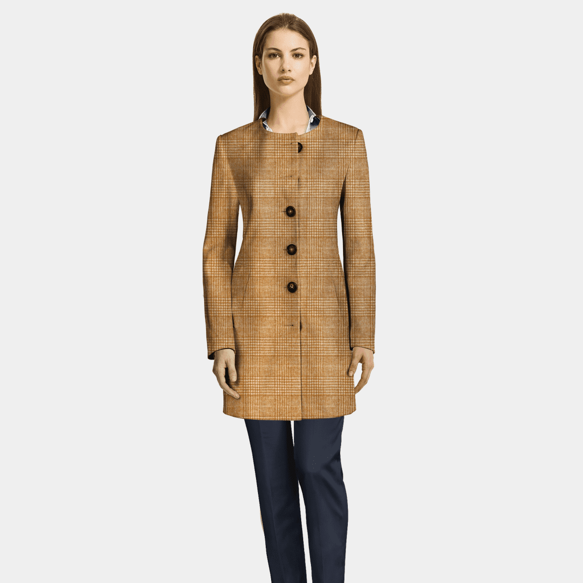 collarless coat womens