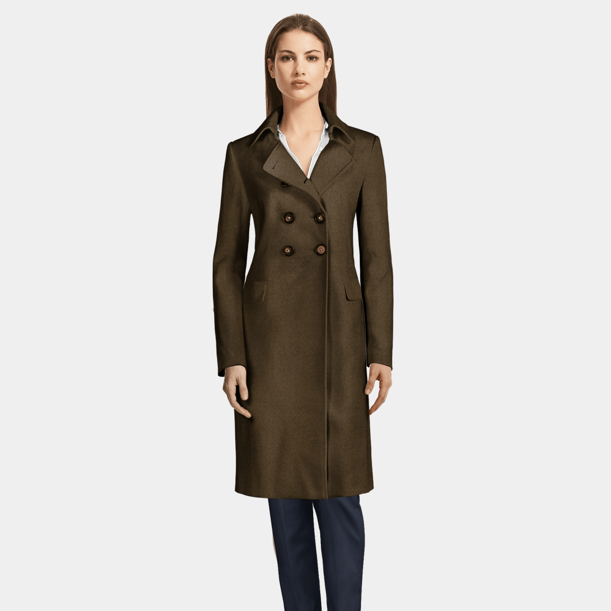 brown double breasted coat womens
