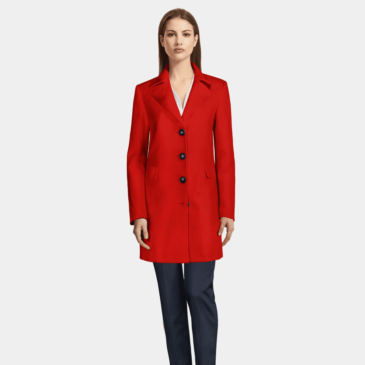 Intense red Wool Coat with wide lapels | Sumissura