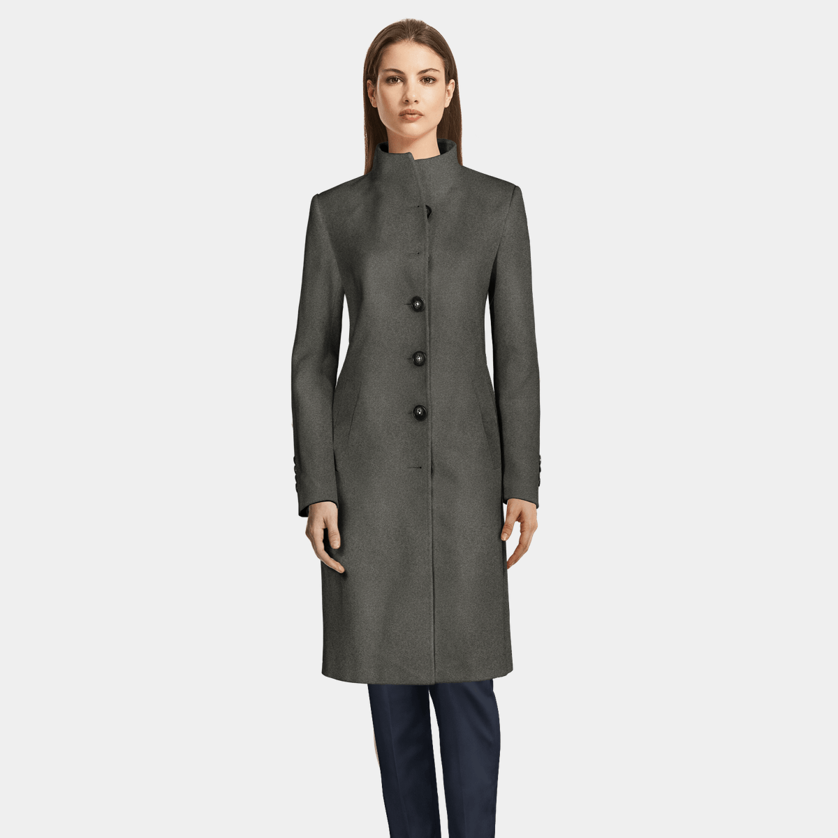 Grey funnel neck coat women's best sale