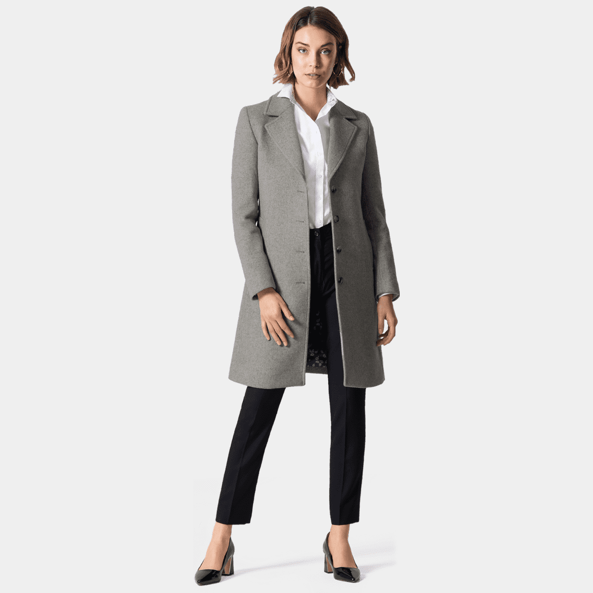Light grey Chesterfield Coat with wide lapels