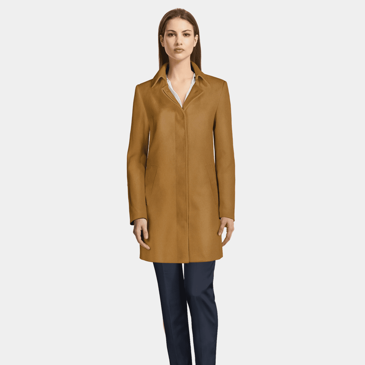 Sumissura Blue Wool Coat with Hidden Buttons