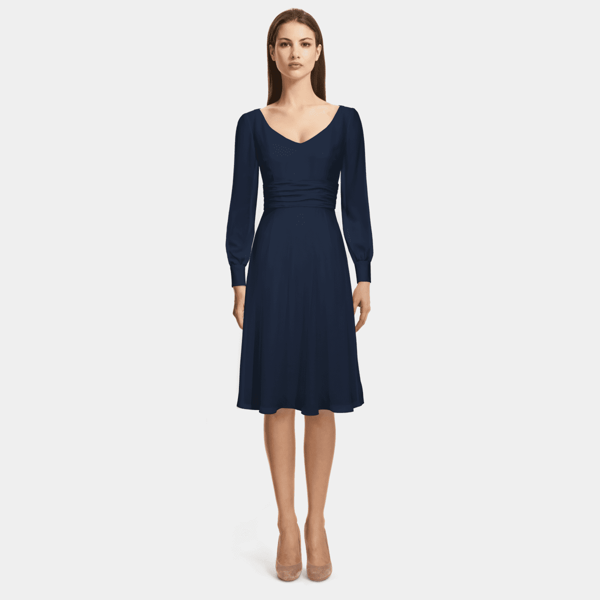 Vestidos imperio de hombros descubiertos con escote en forma de corazón Azul Océano