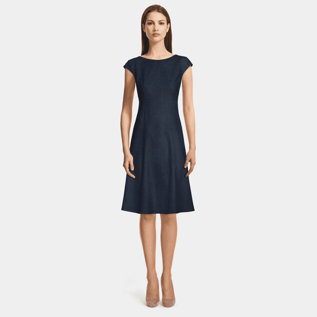 Boat Neck Floral Fit and Flare Dress JVN42887 main image 1
