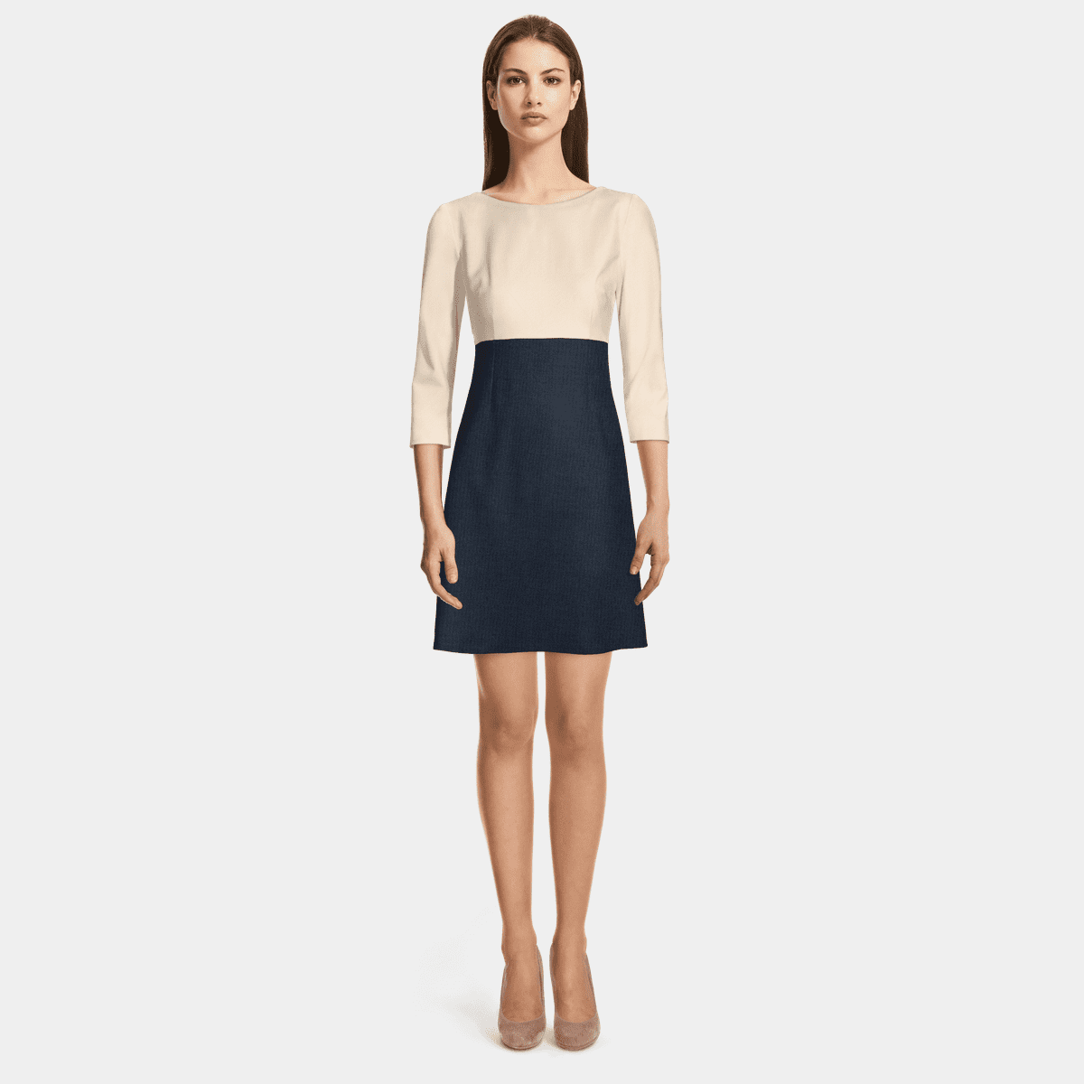Stiple 3/4 Boat Neck Dress