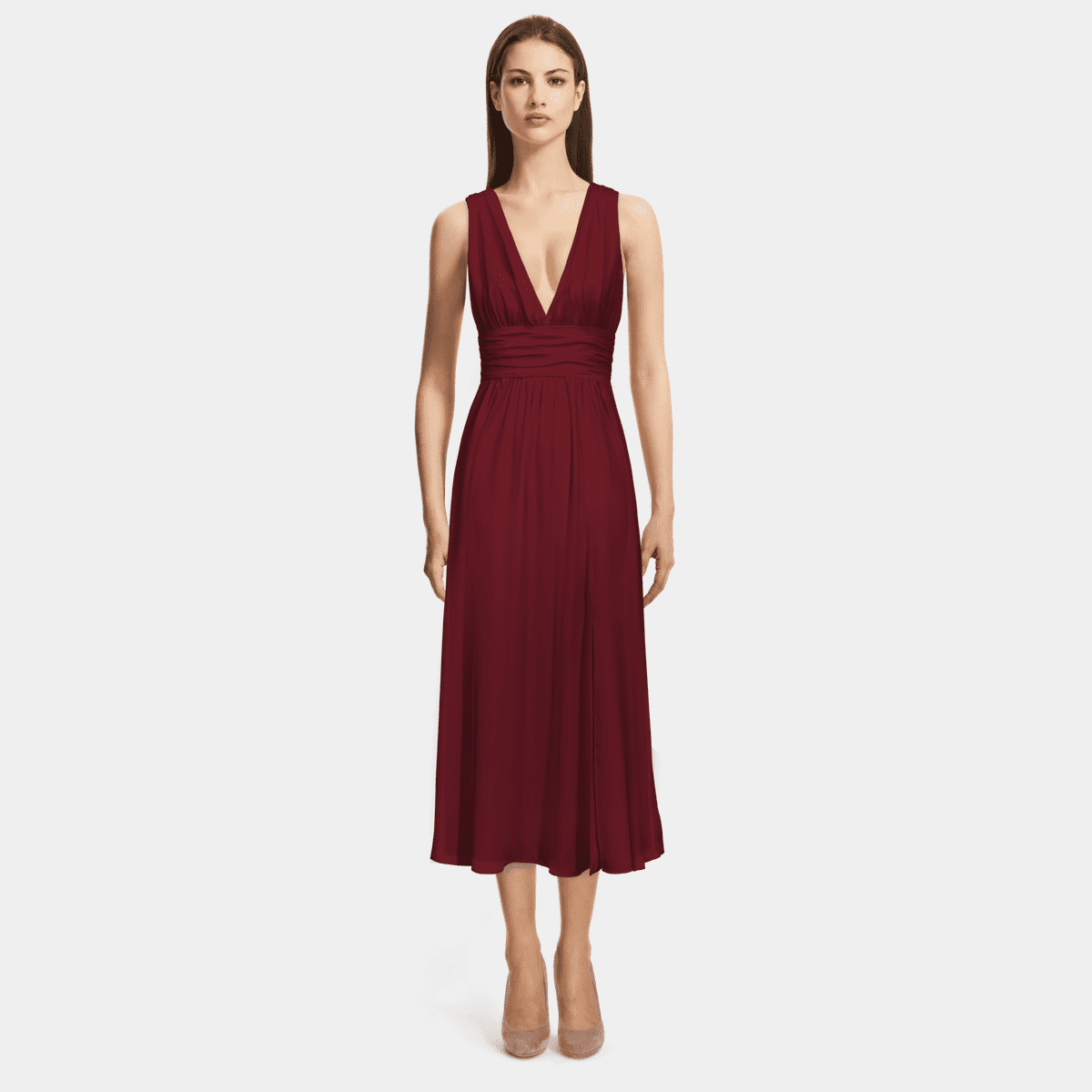 V Neck Empire Waist Blouson / SLV Dress