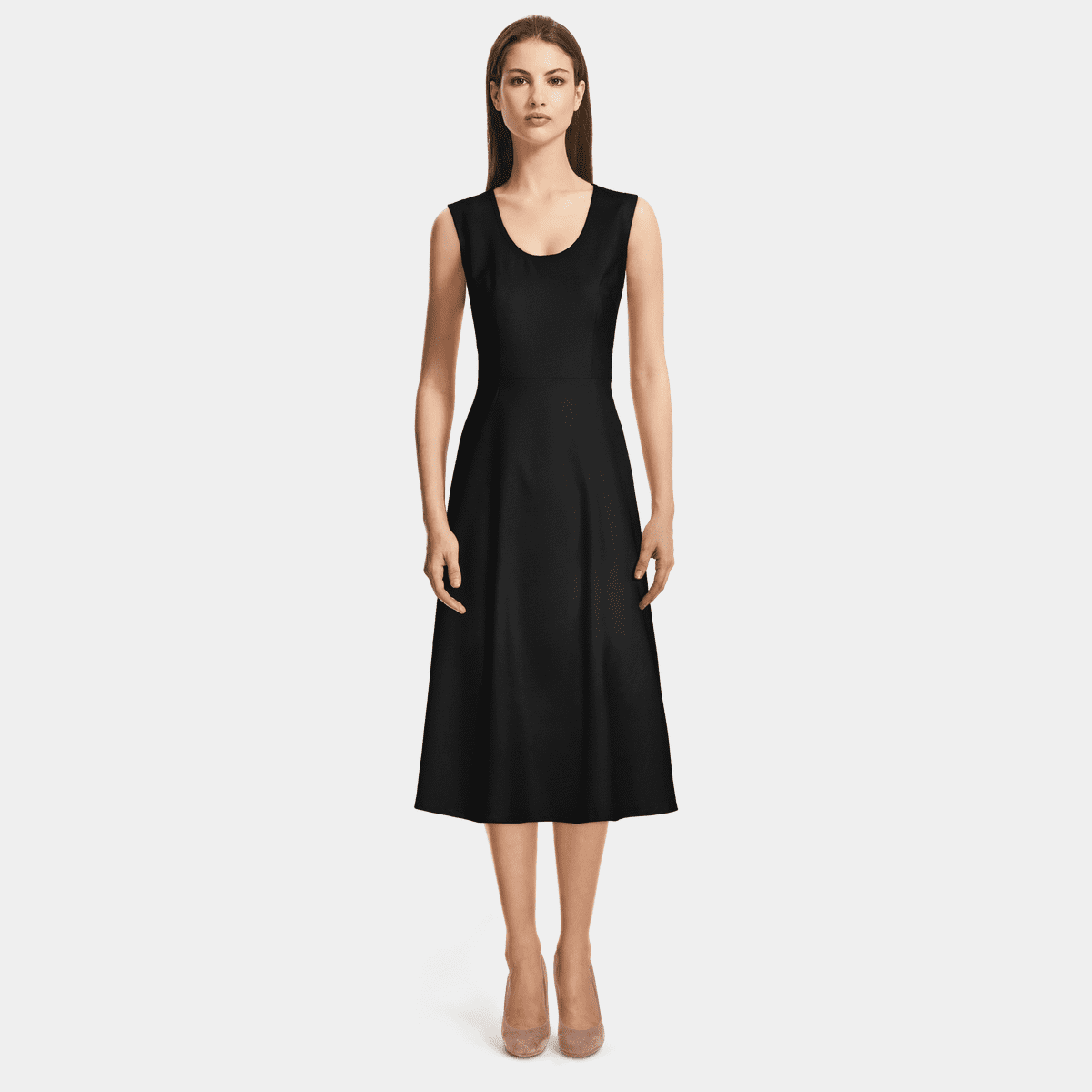 New U Collection Round Neck Midi Dress -Teal