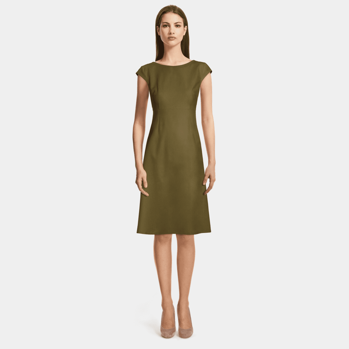 Women Green Printed Maslen Flared Dress With Boat Neck