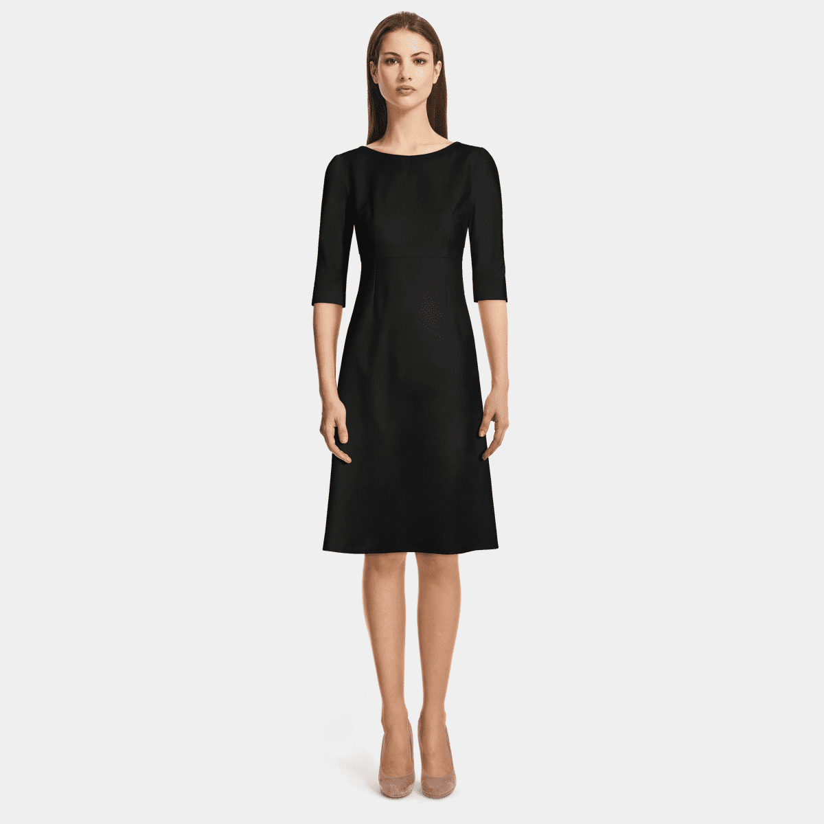 Islander Fronds Black A-Line Dress with Cap Sleeves main image 0