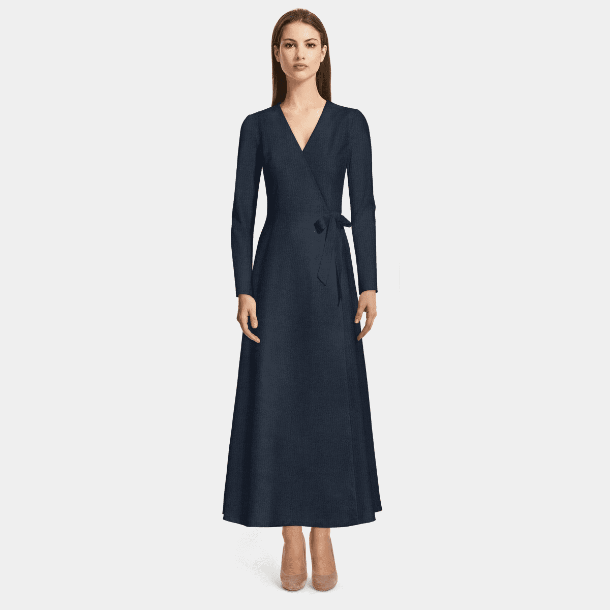 V-Neck Blue Wrap Dress