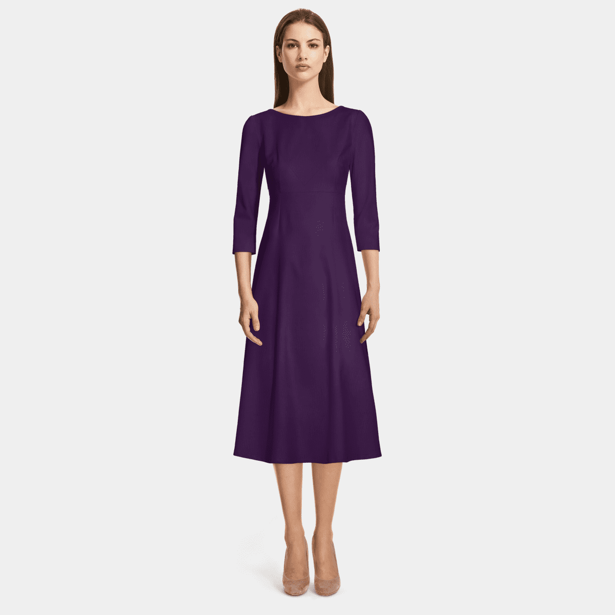 green emerald velvet dress Damson Purple A-Line Casual Summer Midi Dress– PromGirl