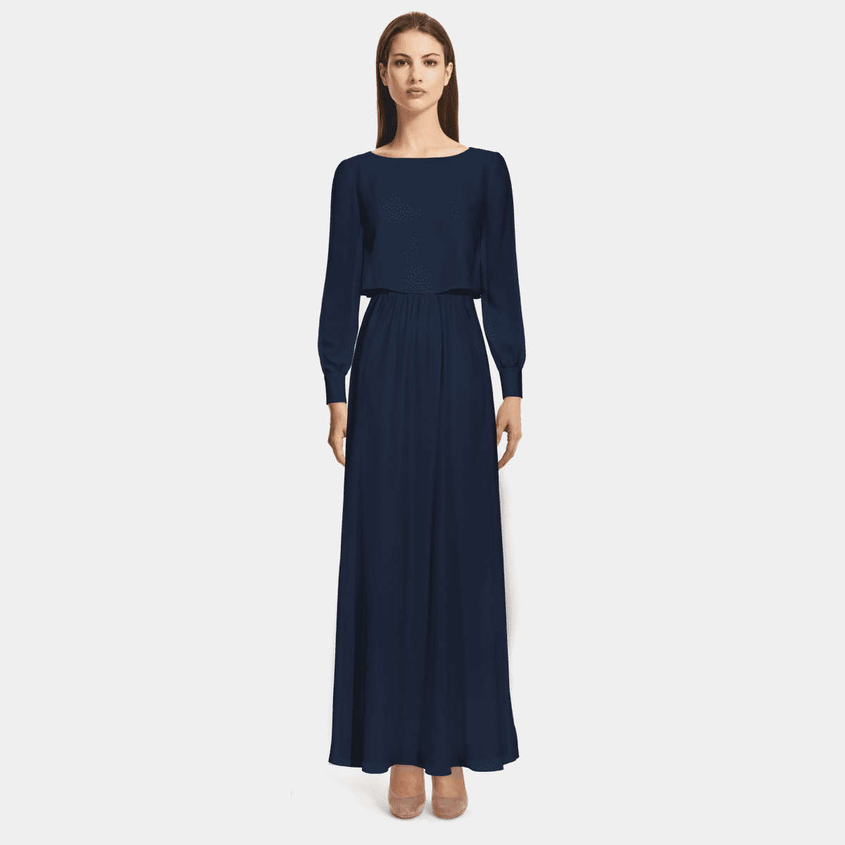 Women Navy Tencel Front Open Sleeveless Flared Dress