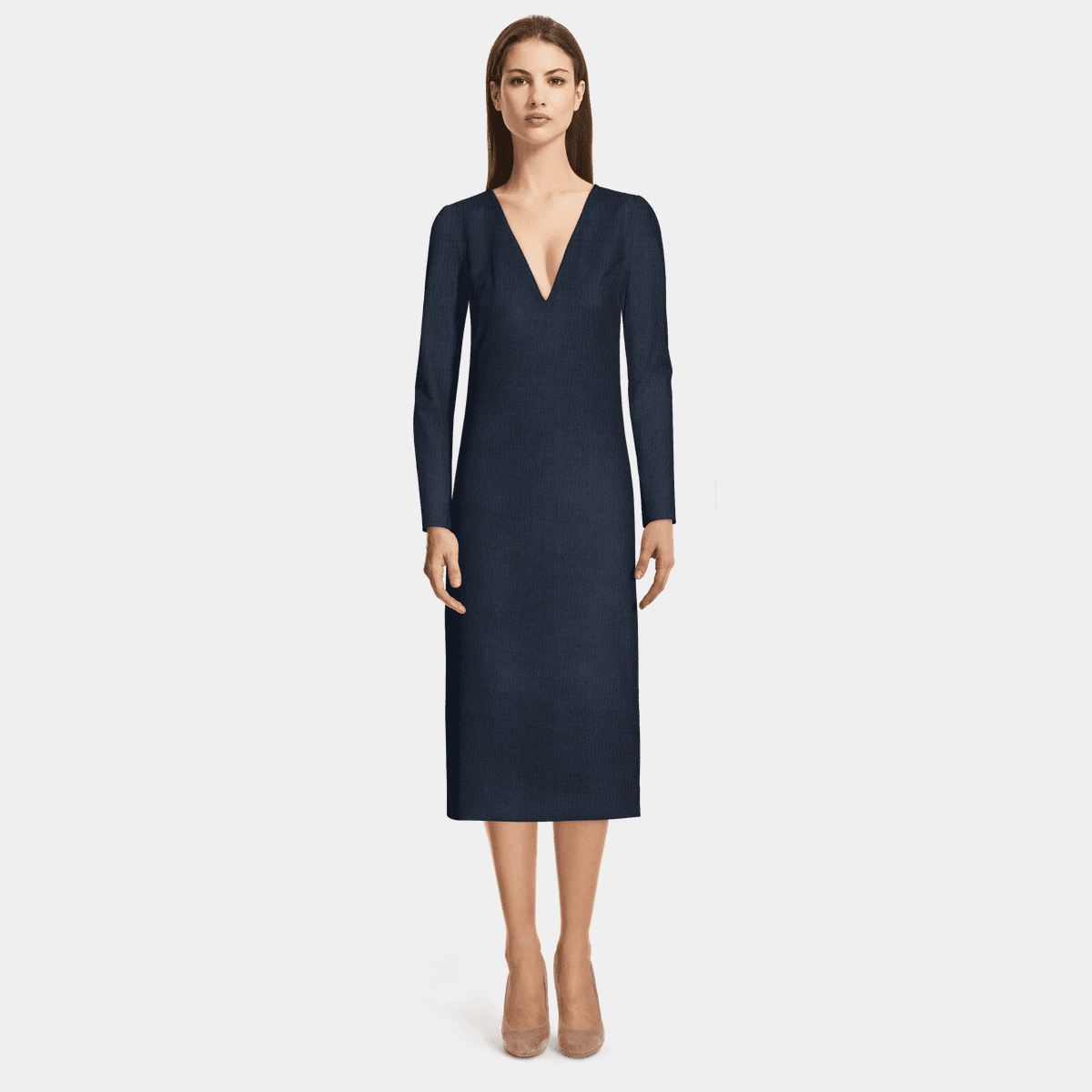 knee length dresses for ladies Navy Floral Jacquard Midi Dress - All Dresses main image 0