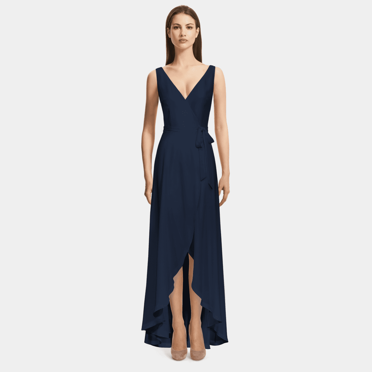 Navy Blue High Low Maxi Dress Sumissura