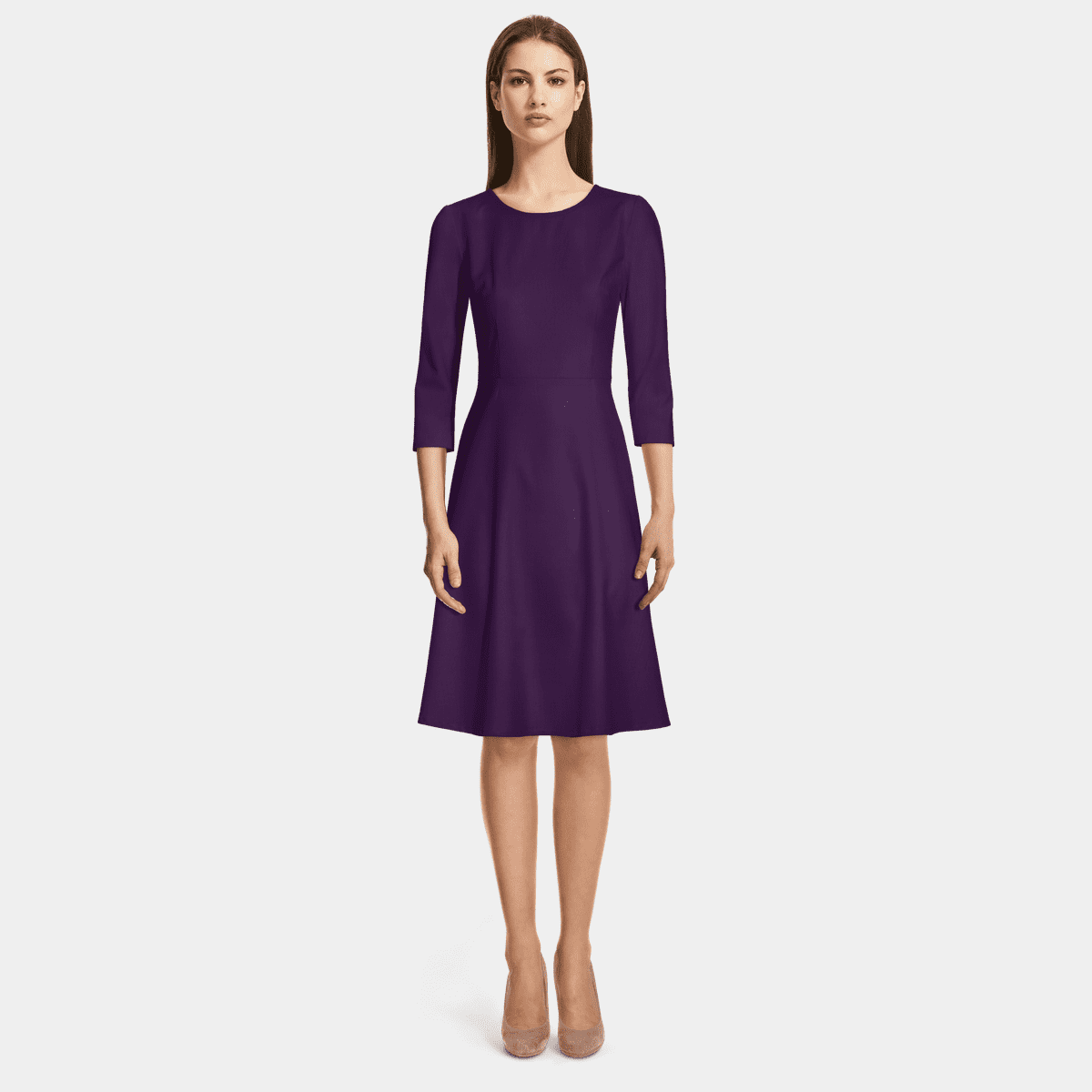 Purple Fluorescent Printed Round Neck Sleeveless Maxi Dress