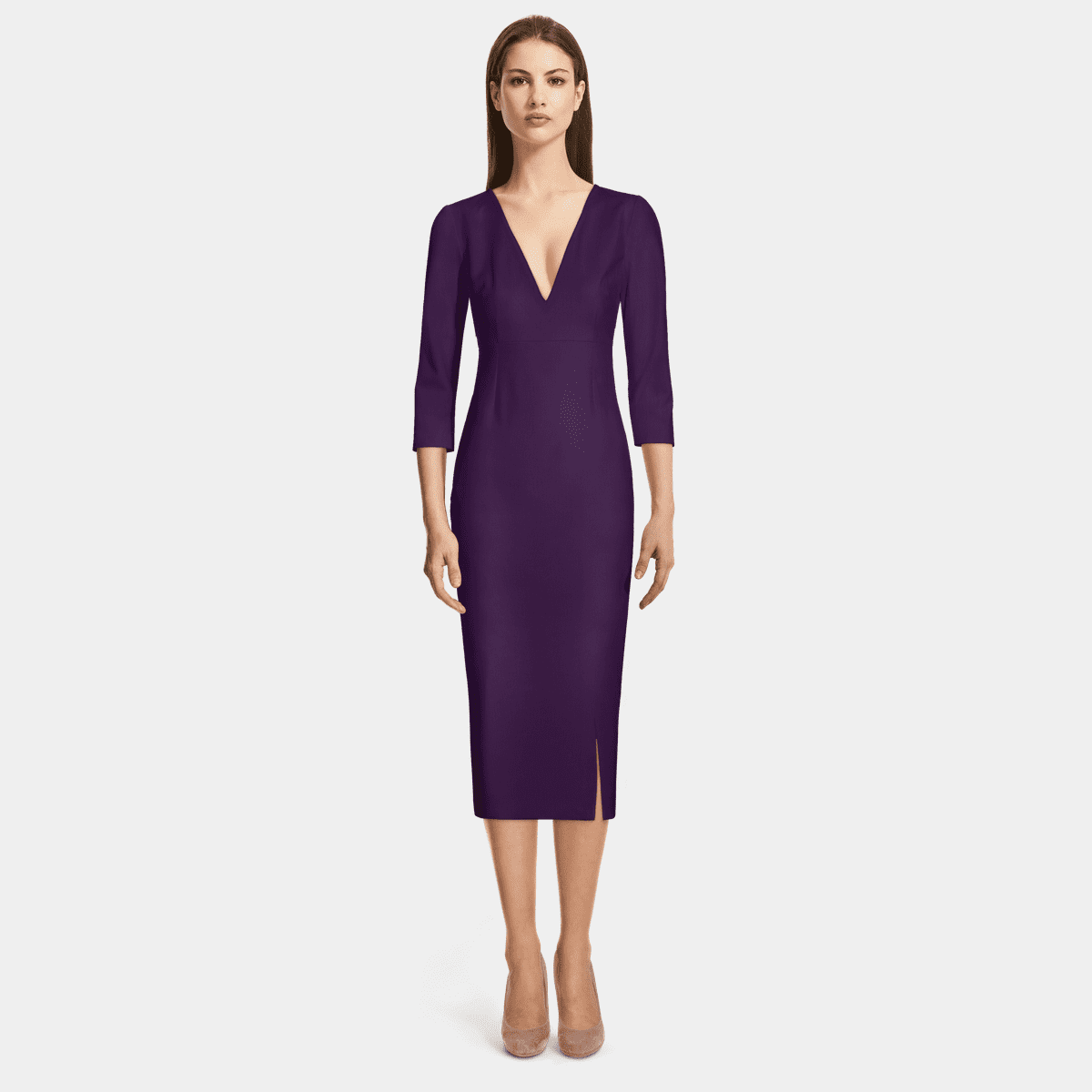 (4p. pack) Purple Printed Sleeveless Midi Dress - V8 main image 0